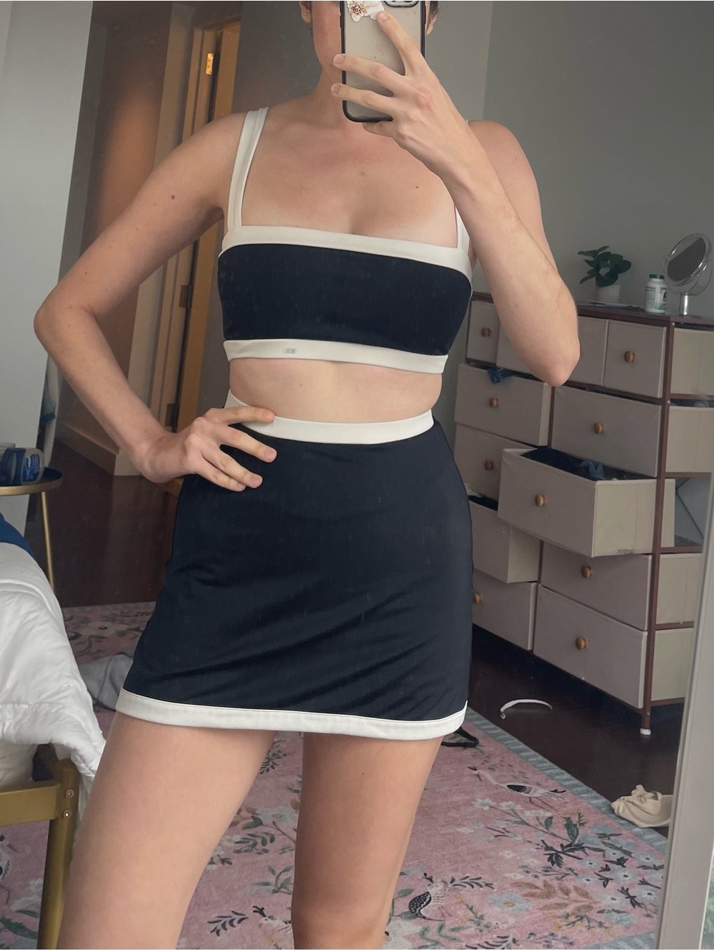 Reformation Black and White Adelina Ecomove Two-Piece Set - Picture 3 of 5